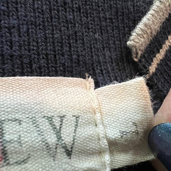 VTG J.Crew Made in USA Navy Cotton Long Sleeve V Neck Pullover Sweater Men Large - Picture 7 of 10